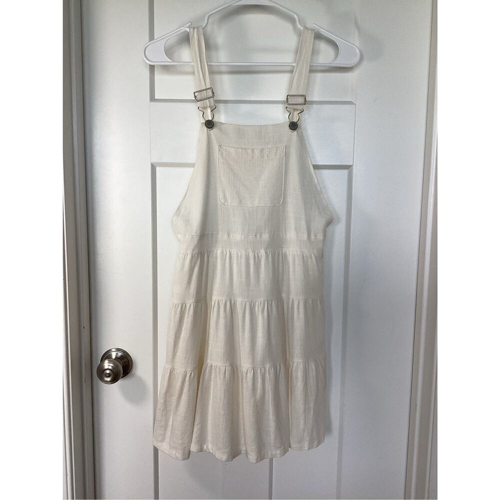 Copper Key Girls Tiered Overall Mini Dress Sleeveless Cream Off White Size Large